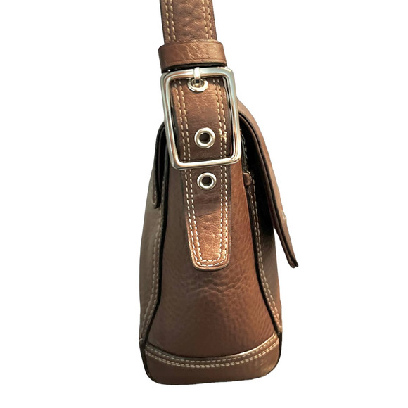 Coach Hamilton F13957 Crossbody Brown Leather Flap Purse - Picture 7 of 13